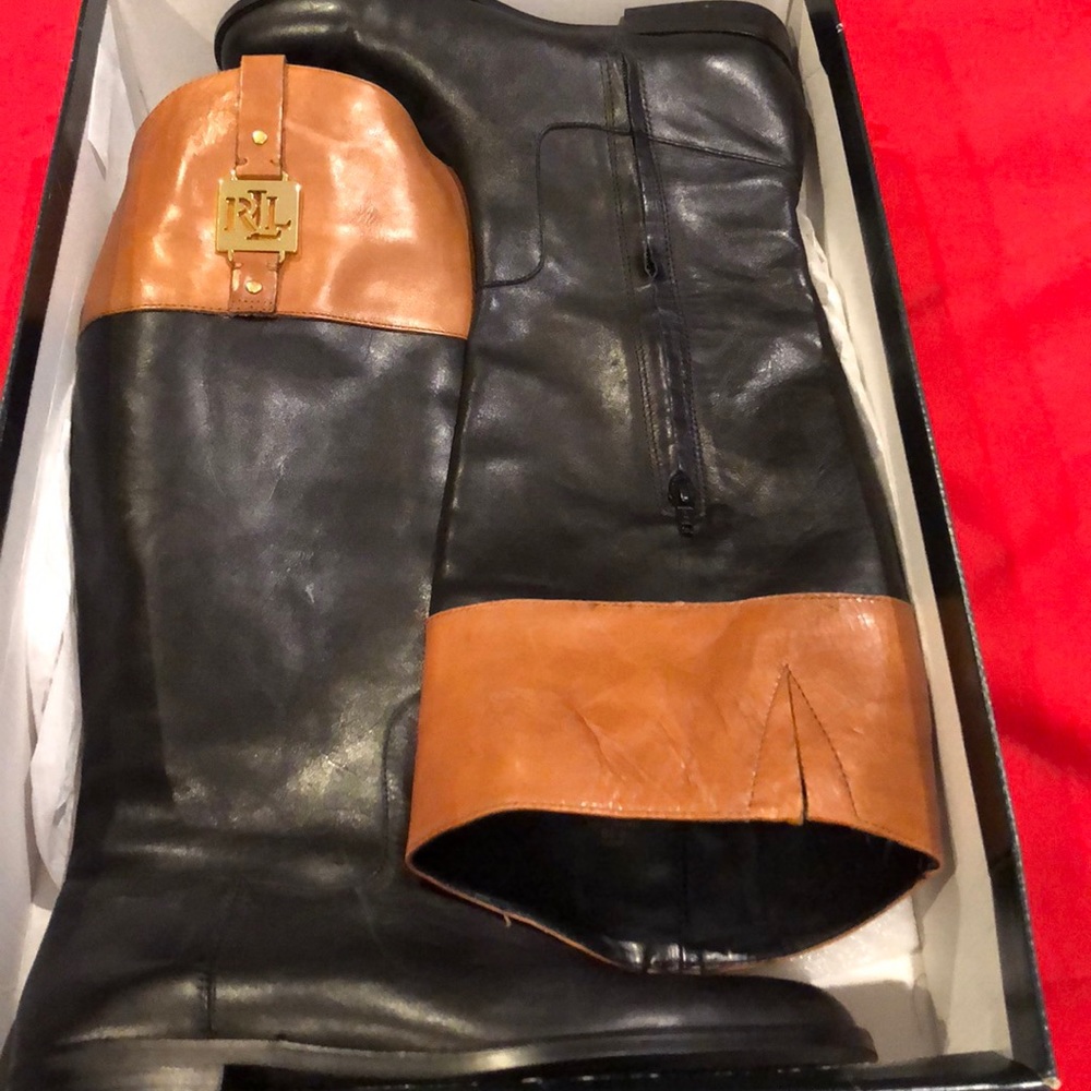 💕Price drop Ralph Lauren two toned blk/tan, gold💕 - Picture 2 of 5